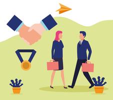 Business coworkers cartoons vector