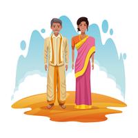 indian couple of india cartoon vector