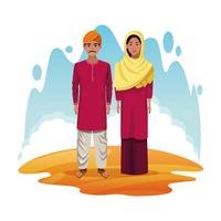 indian couple of india cartoon vector