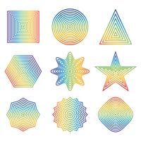 Vector illustration of rainbow line in geometric shape element isolated on white background