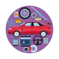 Car factory and parts vector