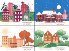 Nature Vacation Landscape Illustrations Set . vector