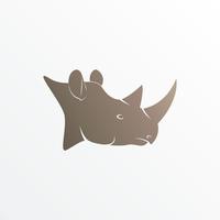 Vector image of brown rhino head on white background.