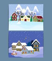 Winter Vacation Landscape Illustrations Set . vector