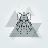 Geometric vector animal grey wolf head background.