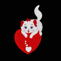 Hermosa Wiled Cat Holding Love con cuidado Vector Illustration