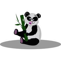 Cute Panda Eating Bamboo Vector Illustration