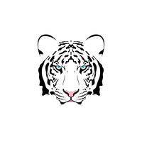 Vector illustration of a white tiger head with blue eye. 