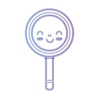 line kawaii cute happy magnifying glass vector