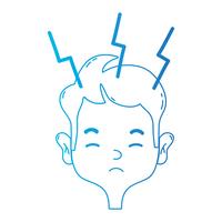 line man with headache sickness to stress problem vector