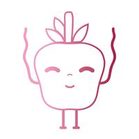 línea kawaii linda manzana feliz fruta vector