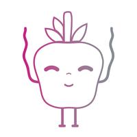 línea kawaii linda manzana feliz fruta vector