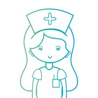 line woman nurse with uniform and hairstyle design vector