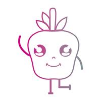 línea kawaii linda manzana feliz fruta vector