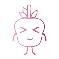 línea kawaii linda manzana feliz fruta vector