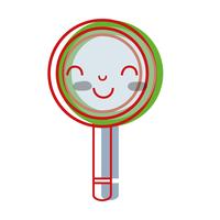 kawaii cute happy magnifying glass vector