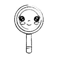 figure kawaii cute happy magnifying glass vector