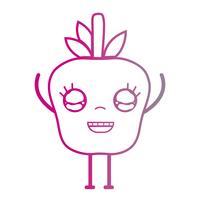 línea kawaii linda manzana feliz fruta vector