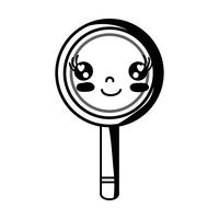 contour kawaii cute happy magnifying glass vector