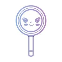 line kawaii cute happy magnifying glass vector