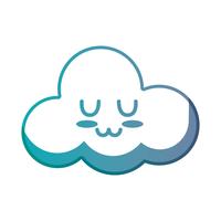 line kawaii cute tender cloud weather vector