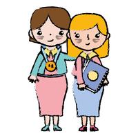 teacher with student to class education lesson vector