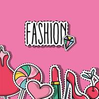 fashion patches trendy backgroun design vector