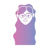 línea avatar mujer cabeza con peinado vector