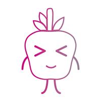 línea kawaii linda manzana feliz fruta vector