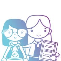 line teacher with student to class education lesson vector