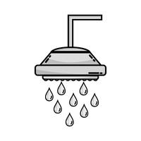 grayscale plumbing tube shower with water drops vector