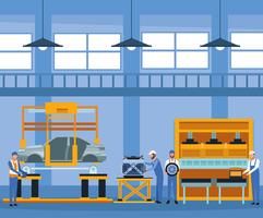 Worker on car factory vector