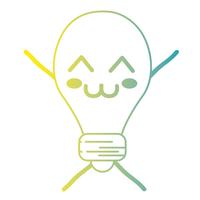 line kawaii cute happy bulb energy vector