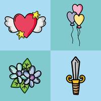 set valentines day patches design vector