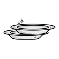 grayscale porcelain dishes utensil cleaner design vector