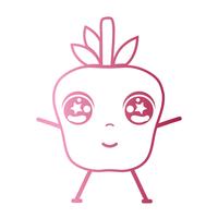 línea kawaii linda manzana feliz fruta vector