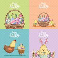 Happy easter cards collection vector