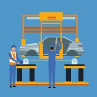 Worker on car factory vector