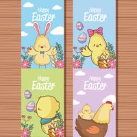 Feliz colección de tarjetas de pascua vector