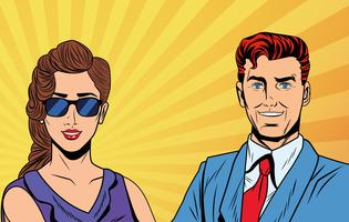 Pop art business couple vector