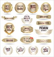 Collection of luxury golden design elements badges labels and laurels  vector