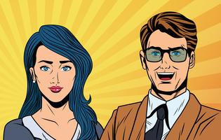 Pop art business couple vector