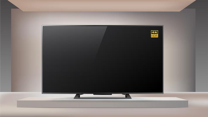 Next generation smart LED 4K TV in enlighted studio background