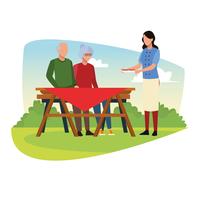 Family barbecue picnic vector