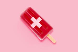 Colorful realistic flag ice cream, vector illustration