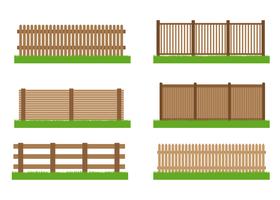 Collection of wooden fence vector set elements for design isolated on white background