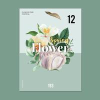 Flores frescas del cartel de la primavera, tarjeta de la decoración con el jardín colorido floral, boda, invitación, diseño del ejemplo del vector de la acuarela