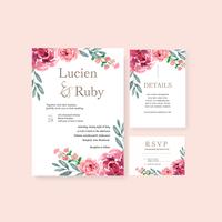 Happy Wedding card floral garden invitation card marriage, rsvp detail. space layout vintage ornament beautiful ,  watercolor vector illustration template collection design