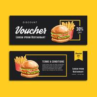 Fast food gif voucher discount order menu appetizer food , template design, creative watercolor vector illustration design