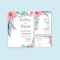 Happy Wedding card floral garden invitation card marriage, rsvp detail. space layout vintage ornament beautiful ,  watercolor vector illustration template collection design